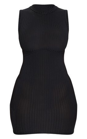 *clipped by @luci-her* Shape Black Rib Bust Detail Bodycon Dress | PrettyLittleThing USA