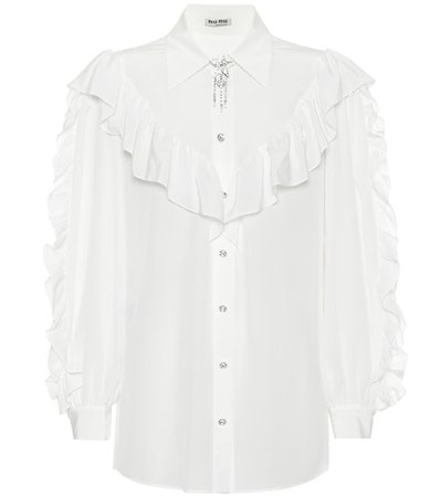 Miu Miu - Embellished silk shirt | Mytheresa