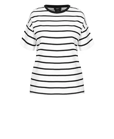 City Chic Trendy Plus Size Cotton Essential Striped T-Shirt & Reviews - Tops - Plus Sizes - Macy's