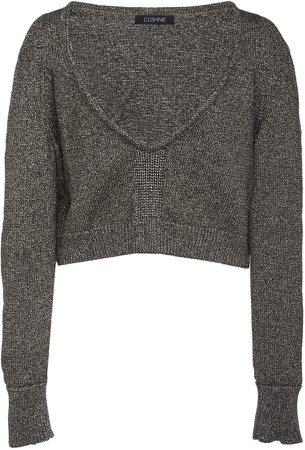 Cropped Metallic Knitted Sweater