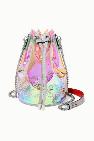 Clear Marie Jane spiked iridescent PVC and glittered-leather bucket bag | Christian Louboutin | NET-A-PORTER