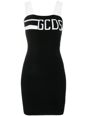 Gcds Logo Ribbed Fitted Dress