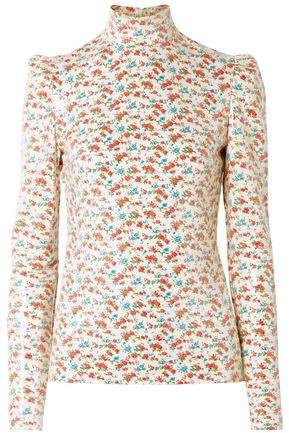 Pushbutton Sequined Floral-print Voile Blouse