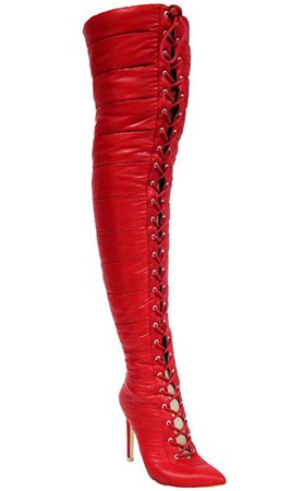 red thigh high boots