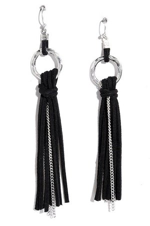 Ropes Silver and Black Tassel Earrings