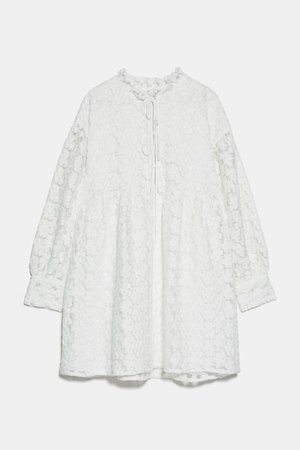TEXTURED MINI DRESS | ZARA United States white