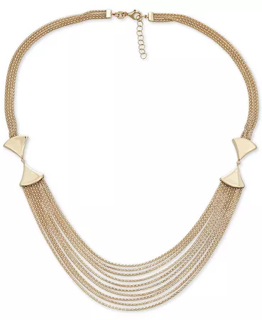 Italian Gold Multi-Row Statement Necklace in 14k Gold