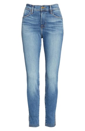 FRAME Le High Stud Hem Skinny Jeans (Hazelwood) | Nordstrom