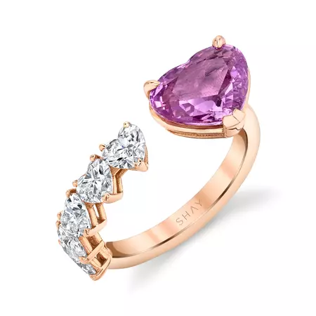 FLOATING PINK SAPPHIRE HEART & DIAMOND RING – SHAY JEWELRY