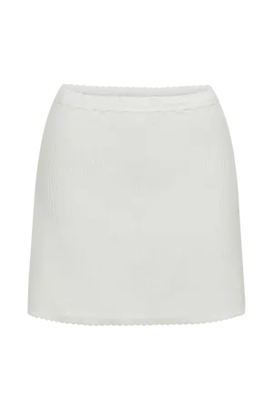 Kyra Waffle Mini Skirt - White - MESHKI