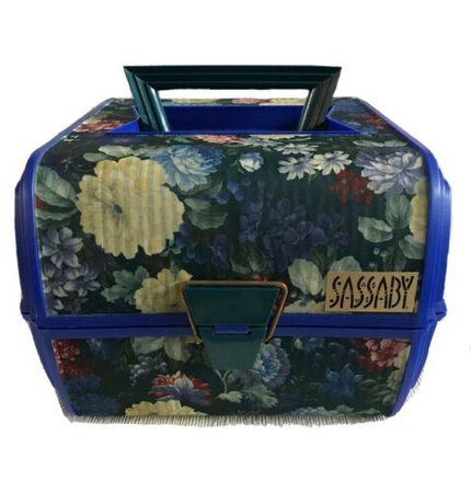 Vintage Sassaby Makeup Case Cosmetic Travel Floral Blue Hard Plastic Pageant Vtg | eBay