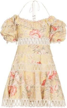 Jaya wave bodice halterneck cotton linen-blend dress