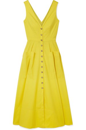 Saloni | Zoey cutout stretch-cotton poplin midi dress | NET-A-PORTER.COM