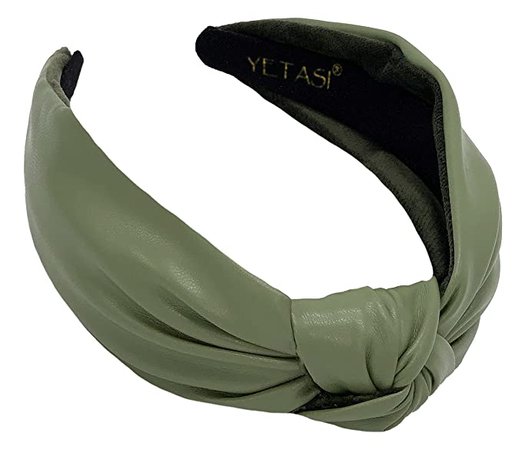 Amazon.com : Leather Knotted Headband for Women goes with everything, Olive Green Knot Headbands for women are Classy. Faux Leather headband Women Made with Soft Material. Comfortable Fashion Headbands for Women : Beauty & Personal Care