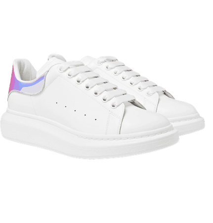 ALEXANDER MCQUEEN - Iridescent-trimmed leather exaggerated-sole sneakers