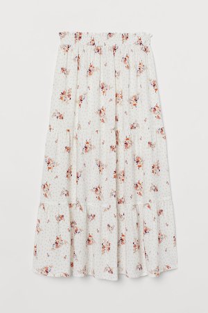 Patterned Maxi Skirt - White
