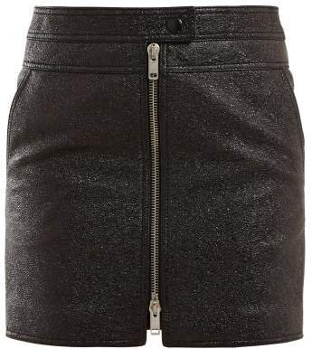 Textured Leather Mini Skirt - Womens - Black