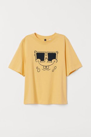 Oversized T-shirt with Motif - Yellow/SpongeBob SquarePants - Ladies | H&M US