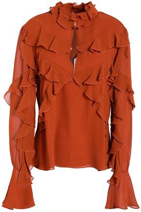 Cutout ruffled silk-chiffon blouse | NICHOLAS | Sale up to 70% off | THE OUTNET