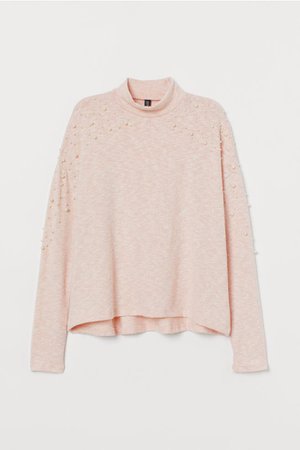 Beaded Sweater - Light pink melange - Ladies | H&M US