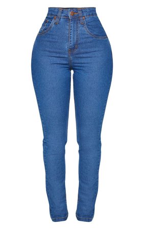 Shape Light Blue High Waist Straight Leg Jeans | PrettyLittleThing
