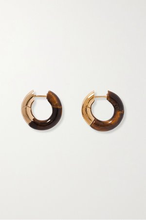 Brown Gold-tone tiger's eye hoop earrings | Bottega Veneta | NET-A-PORTER