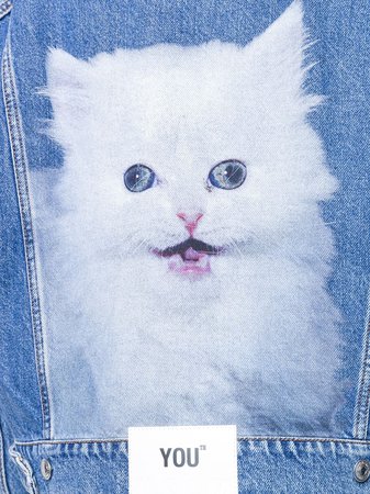 MSGM kitten print denim jacket £430 - Shop Online. Same Day Delivery in London