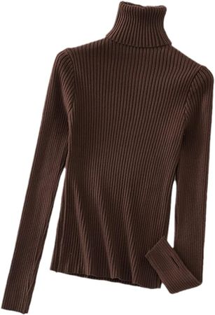 Mowaaey Warm Thick Autumn Winter Women Sweater Pullover Ribbed Sweaters Cotton Tops Knitted Solid Turtleneck with Thumb Hole Black at Amazon Women’s Clothing store