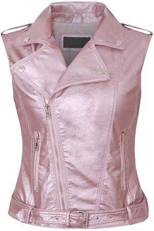 Jackets Maker Womens Pink Sleeveless Leather Vest
