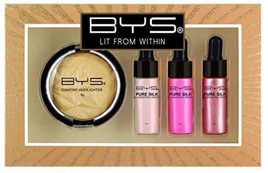 Amazon.com : BYS Lit from Within Highlight and Illuminate Makeup Gift Set - Includes a Diamond Highlighter and 3 Pure Silk Illuminating Drops for the ultimate glow : BYSDIRECT