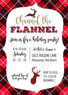 Channel the Flannel Holiday Party Invitation Instant | Etsy | Holiday party invitations, Company holiday party, Christmas party invitations
