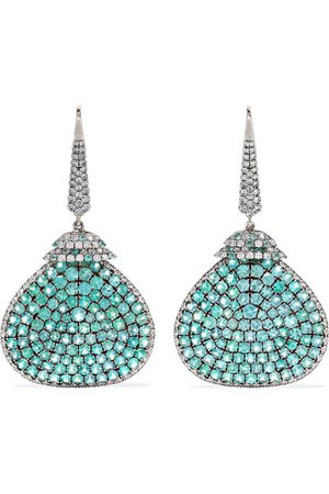Martin Katz | Platinum, paraiba tourmaline and diamond earrings | NET-A-PORTER.COM