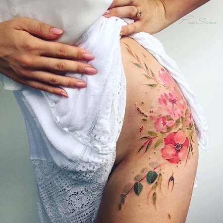 flower hip tattoos