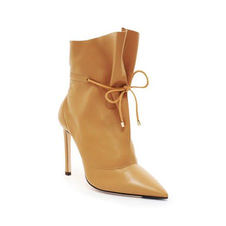 Caramel Nappa Leather Bootie with Drawstring Ankle Detailing | STITCH 100 | Spring Summer 19 | JIMMY CHOO