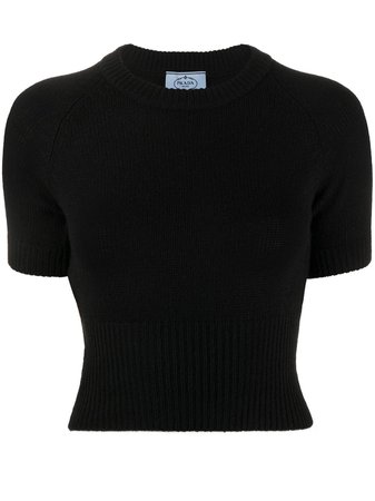 Black Prada cropped knitted T-shirt P24Q0QS1921UXD - Farfetch
