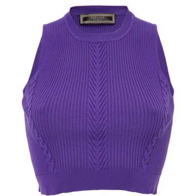 Knitted Dark Purple Crop Top