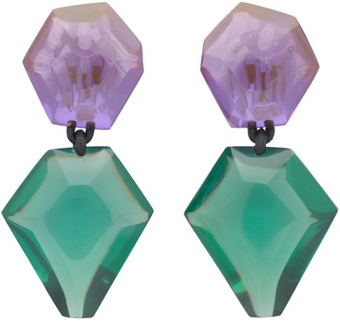 Monies: Purple & Green Riley Earrings | SSENSE