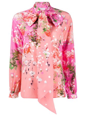 Shop pink Givenchy floral-print bow-tie blouse with Express Delivery - Farfetch