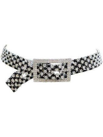 Black and white bedazzled checkered belt