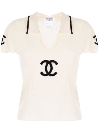 Chanel Pre-Owned 2001 CC Logo Knitted Top - Farfetch