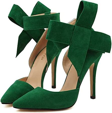 Amazon.com: WREESH Women Bowknotted Ankle Strap Dress Pumps Solid Color Pointed Toe Cutout Shoes Super Stilettos Hight Heel Wedding Shoe : Clothing, Shoes & Jewelry