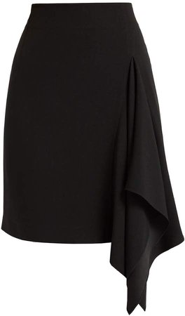 Sheena Black Crepe Asymmetric Drape Skirt