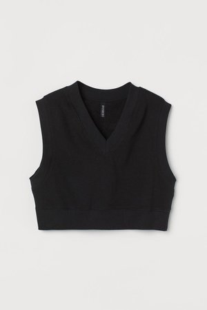 Cropped jersey Sweatshirt Vest - Black - Ladies | H&M US