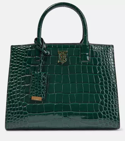 Frances Mini Croc Effect Leather Tote Bag in Green - Burberry | Mytheresa