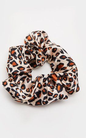 Brown Leopard Velour Scrunchie | Accessories | PrettyLittleThing