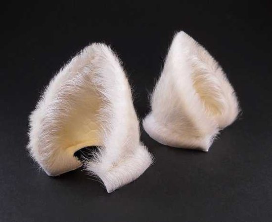 Cream White Fur Leather Cat Ears Nekomimi Cosplay Furry Goth