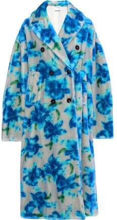 Double-breasted Floral-print Mohair And Cotton-blend Coat