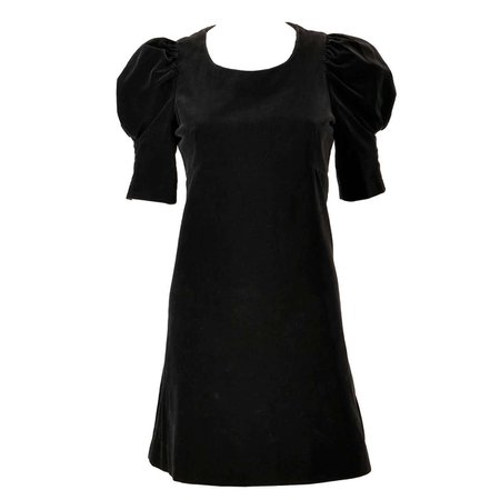1960s Biba Black Velvet Formal Mini Dress For Sale at 1stDibs