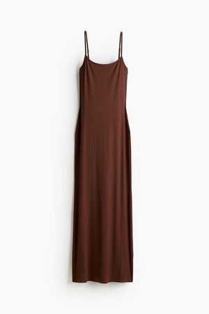 Ribbed Maxi Dress - Dark brown - Ladies | H&M US