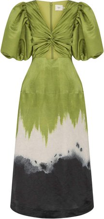 Aje Arcadian Knot-Accented Linen-Blend Dress